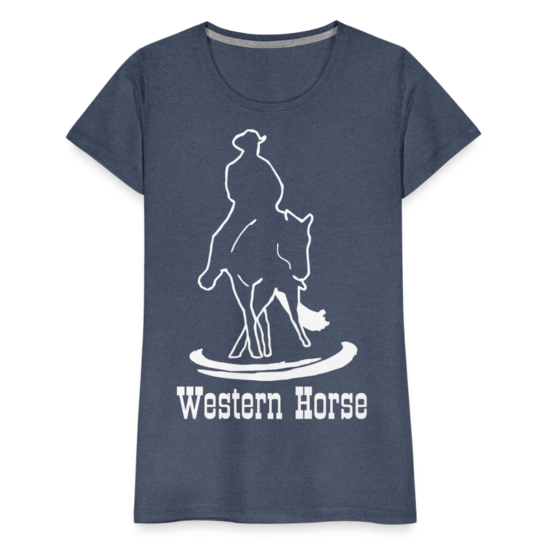 Frauen Premium T-Shirt Western - Blau meliert