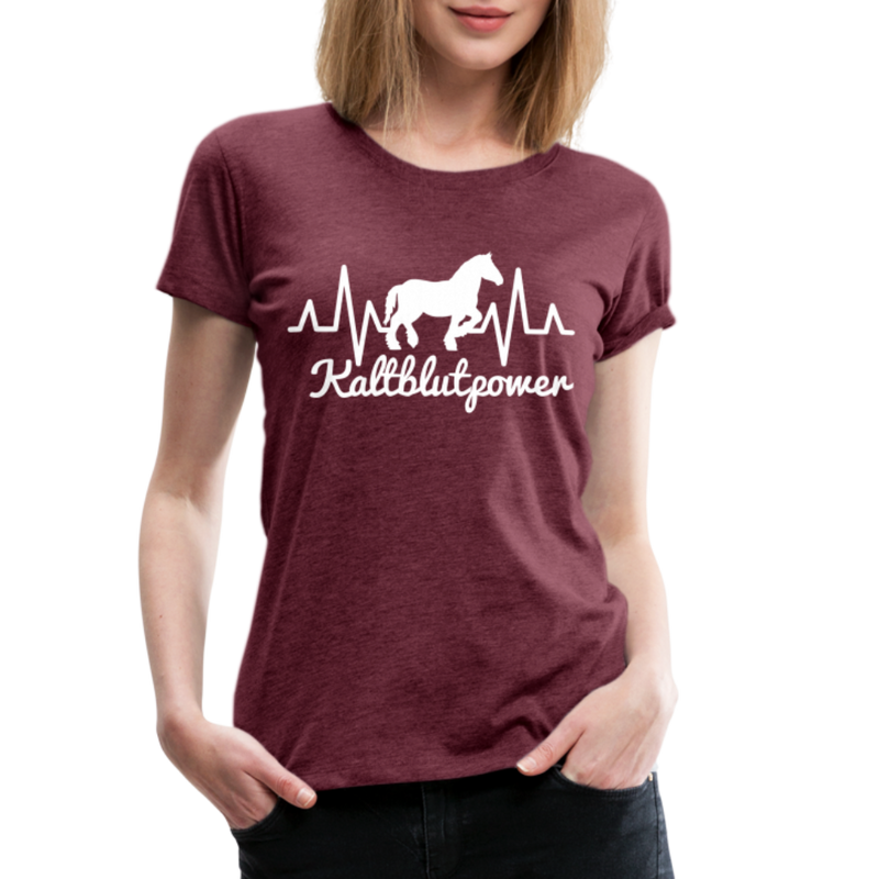 Frauen Premium T-Shirt Kaltblutpower - Bordeauxrot meliert