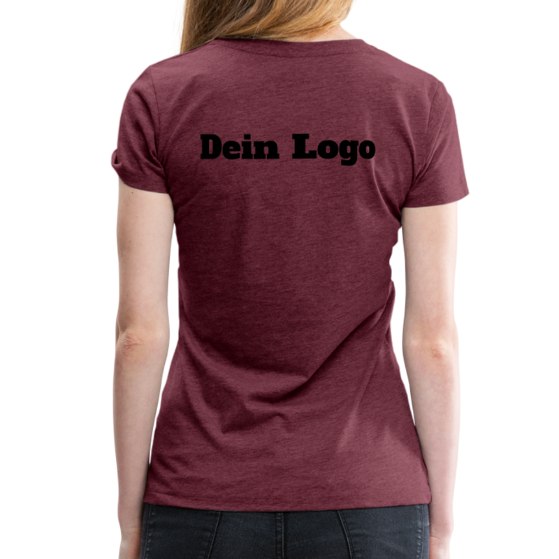 Frauen Premium T-Shirt mit deinem Logo - Bordeauxrot meliert