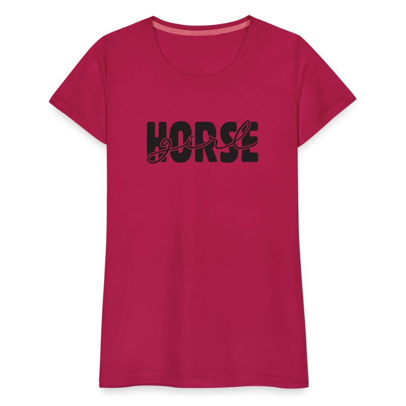 Frauen Premium T-Shirt Horse Girl - dunkles Pink