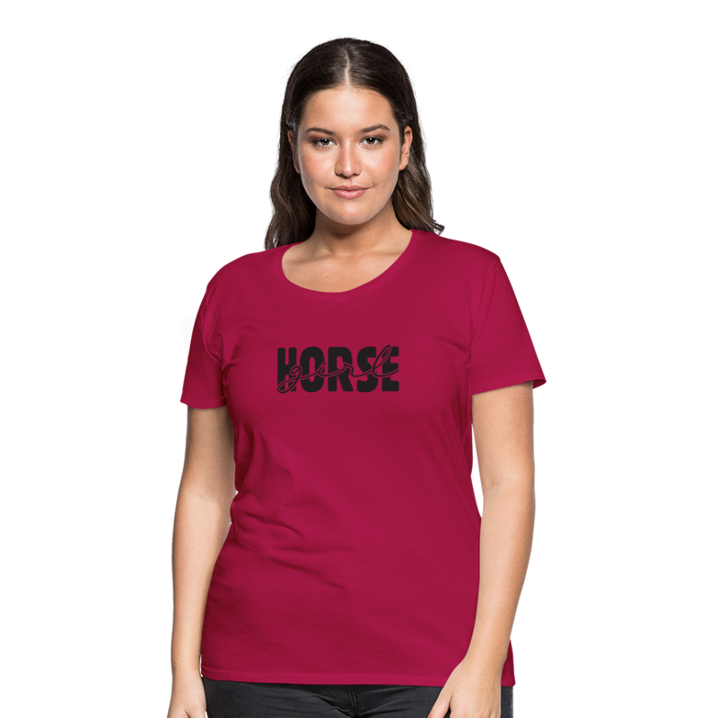 Frauen Premium T-Shirt Horse Girl - dunkles Pink