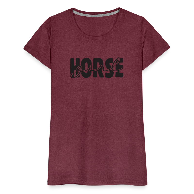 Frauen Premium T-Shirt Horse Girl - Bordeauxrot meliert