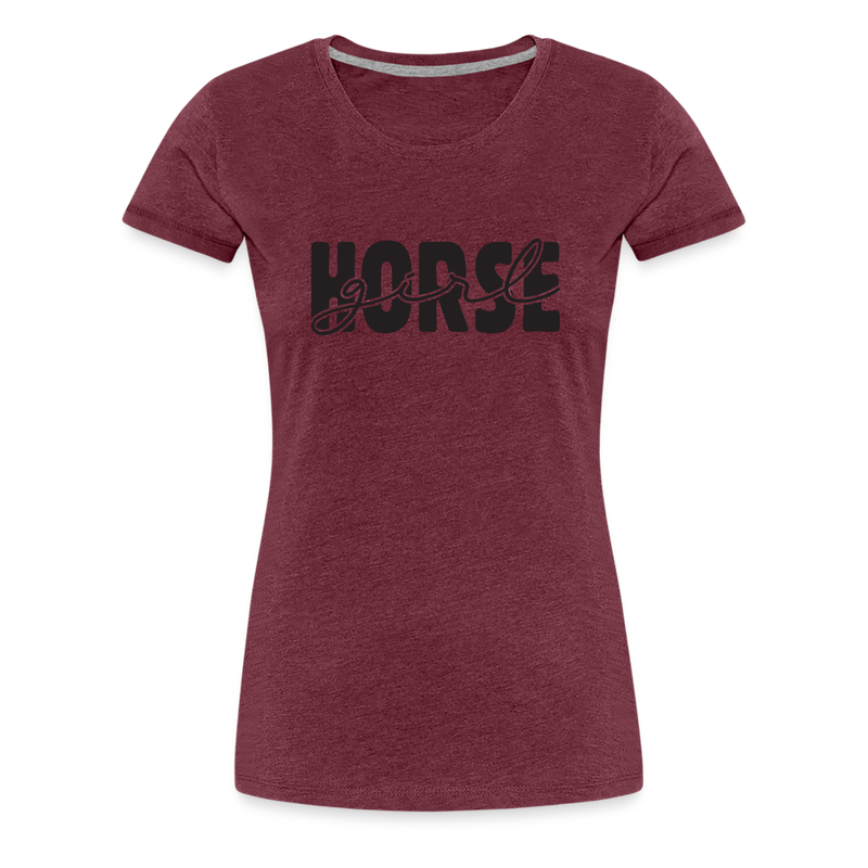 Frauen Premium T-Shirt Horse Girl - Bordeauxrot meliert