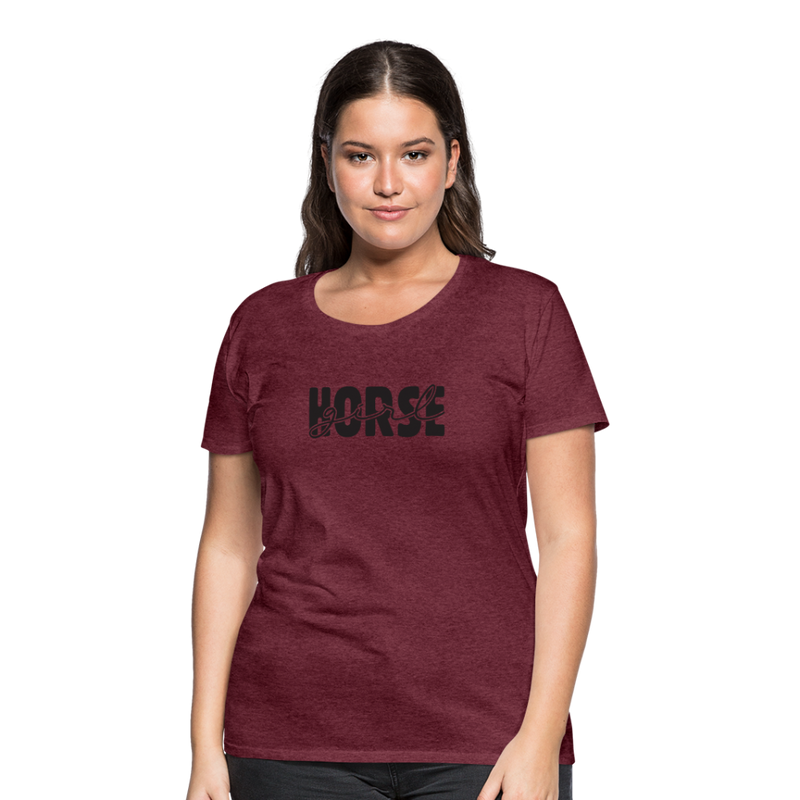 Frauen Premium T-Shirt Horse Girl - Bordeauxrot meliert