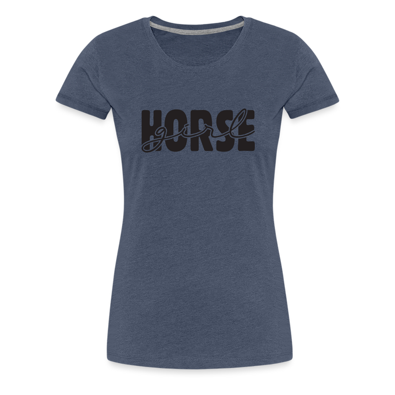 Frauen Premium T-Shirt Horse Girl - Blau meliert