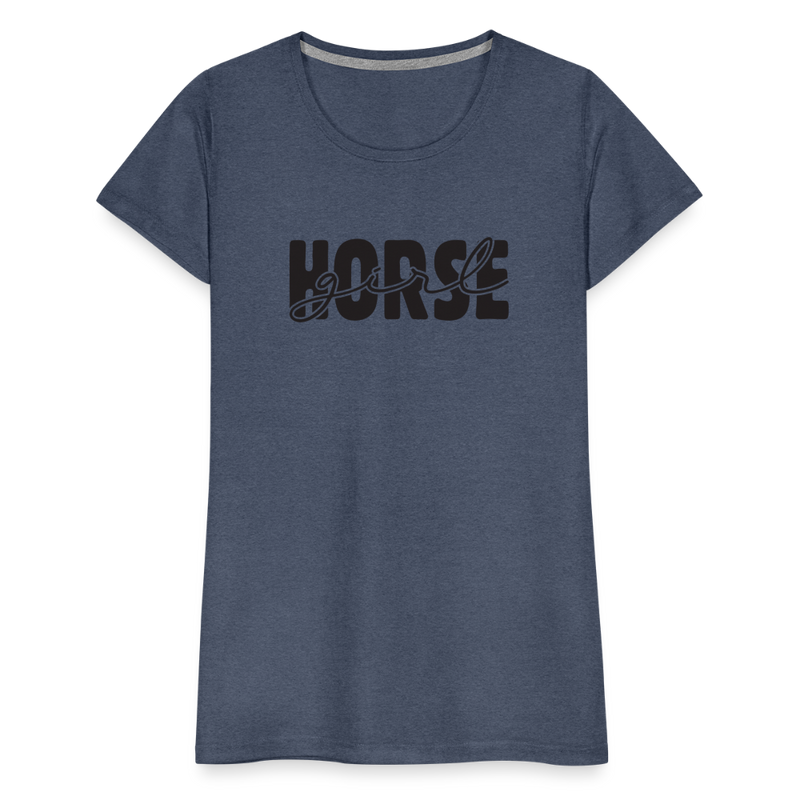 Frauen Premium T-Shirt Horse Girl - Blau meliert