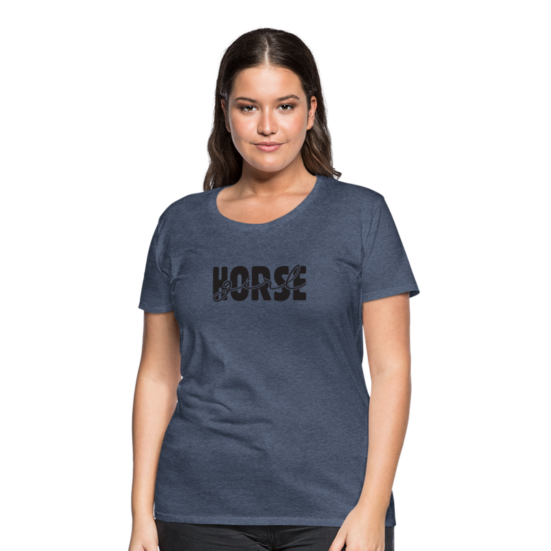 Frauen Premium T-Shirt Horse Girl - Blau meliert