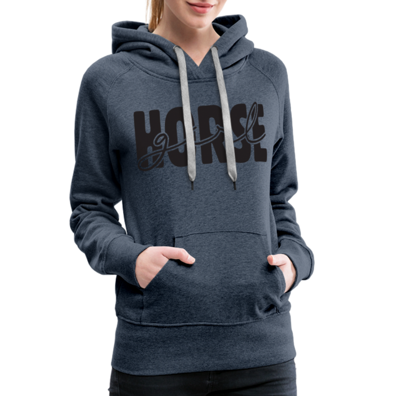 Frauen Premium Hoodie Horse Girl - Jeansblau