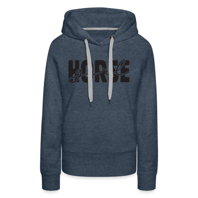 Frauen Premium Hoodie Horse Girl - Jeansblau