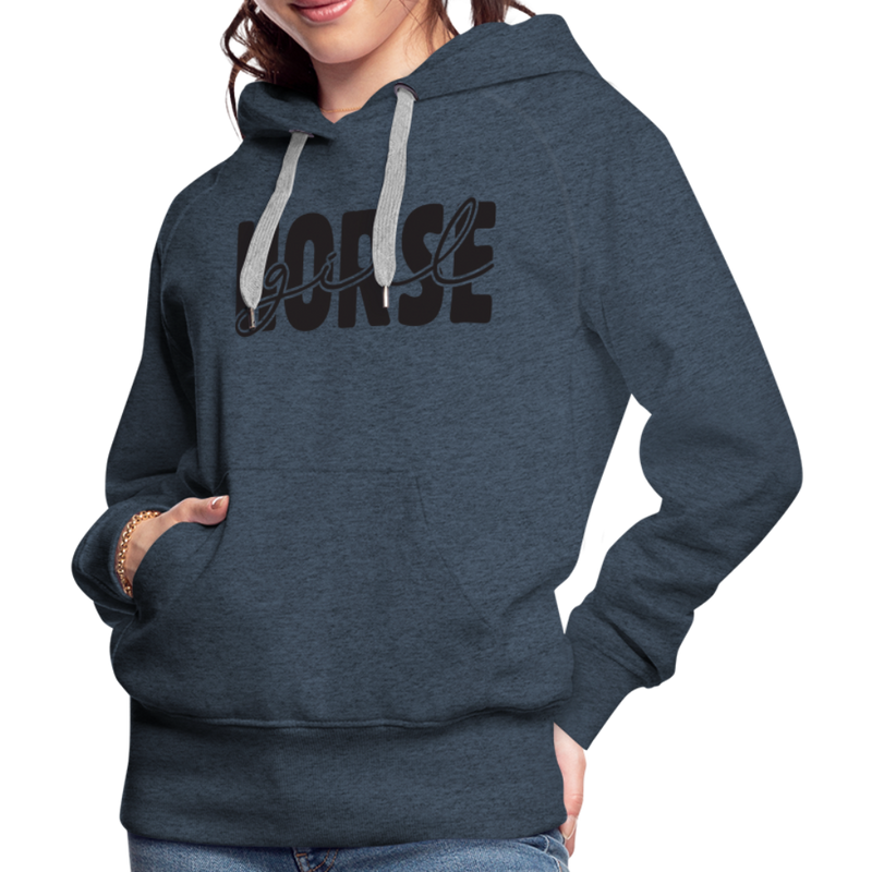 Frauen Premium Hoodie Horse Girl - Jeansblau