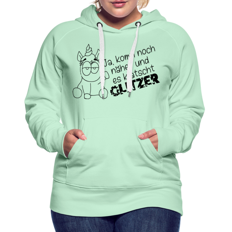 Frauen Premium Hoodie Glitzer - helles Mintgrün