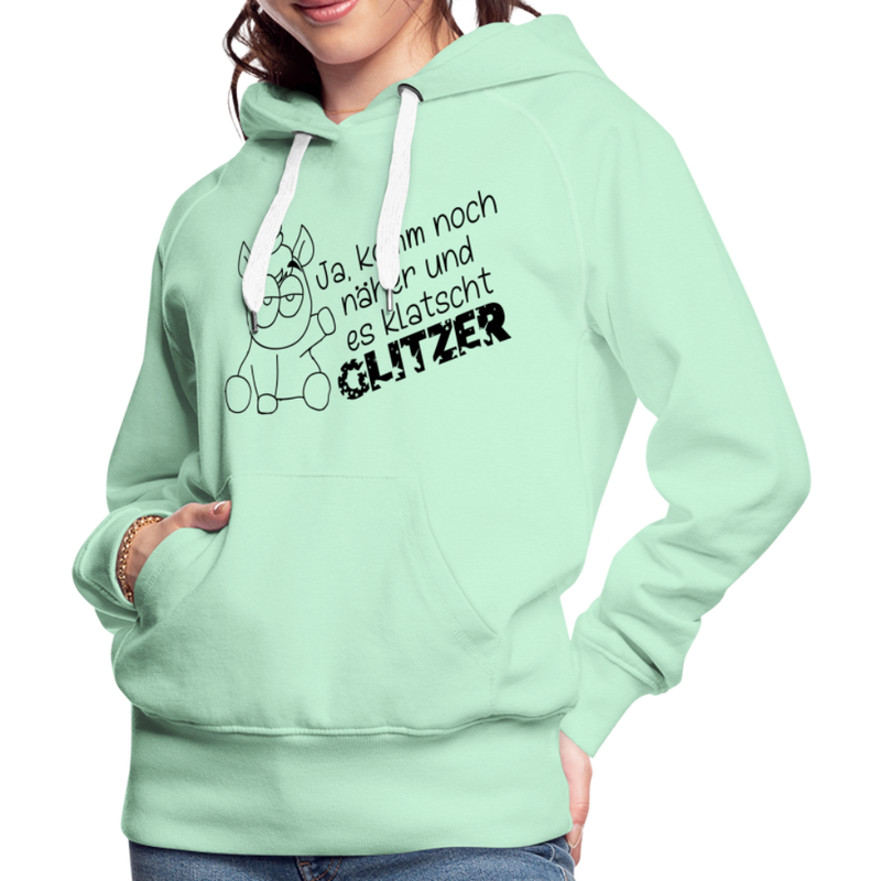 Frauen Premium Hoodie Glitzer - helles Mintgrün