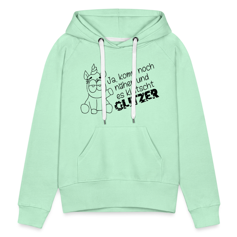 Frauen Premium Hoodie Glitzer - helles Mintgrün