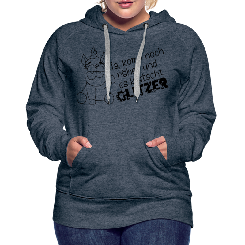 Frauen Premium Hoodie Glitzer - Jeansblau