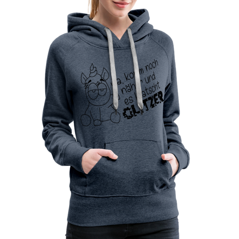 Frauen Premium Hoodie Glitzer - Jeansblau