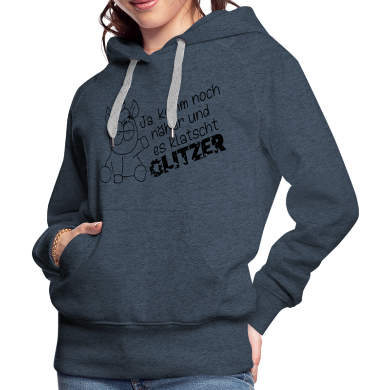 Frauen Premium Hoodie Glitzer - Jeansblau