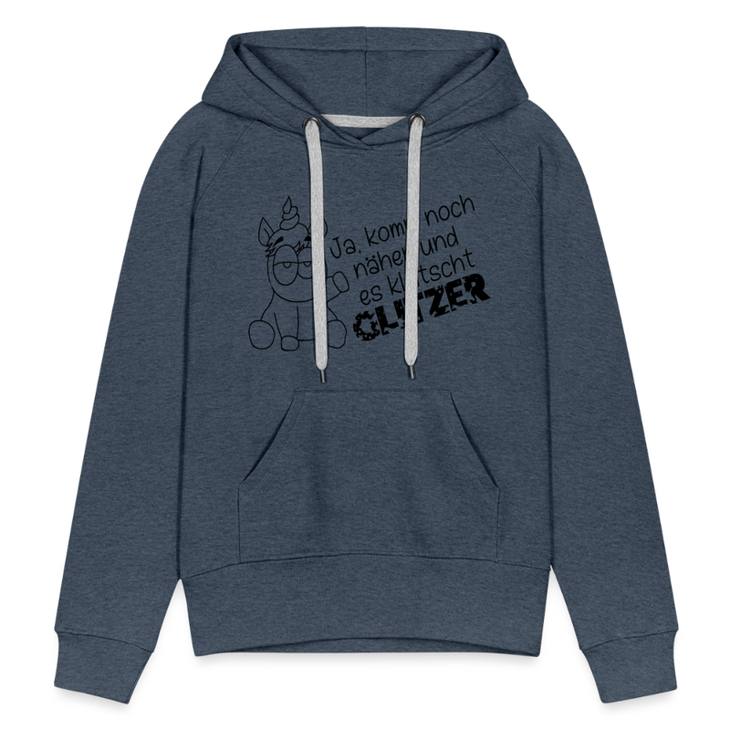 Frauen Premium Hoodie Glitzer - Jeansblau