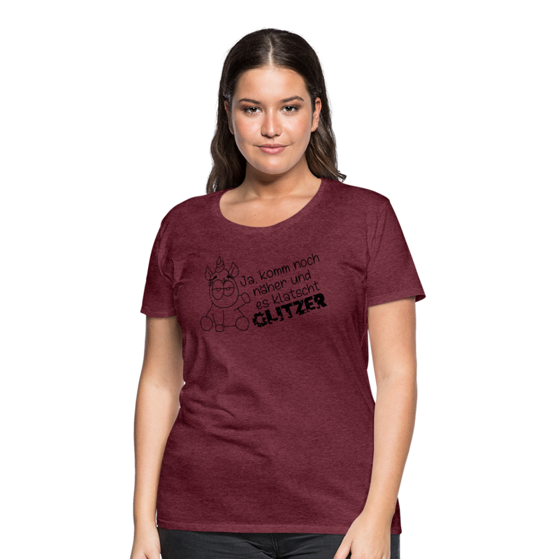 Frauen Premium T-Shirt Glitzer - Bordeauxrot meliert