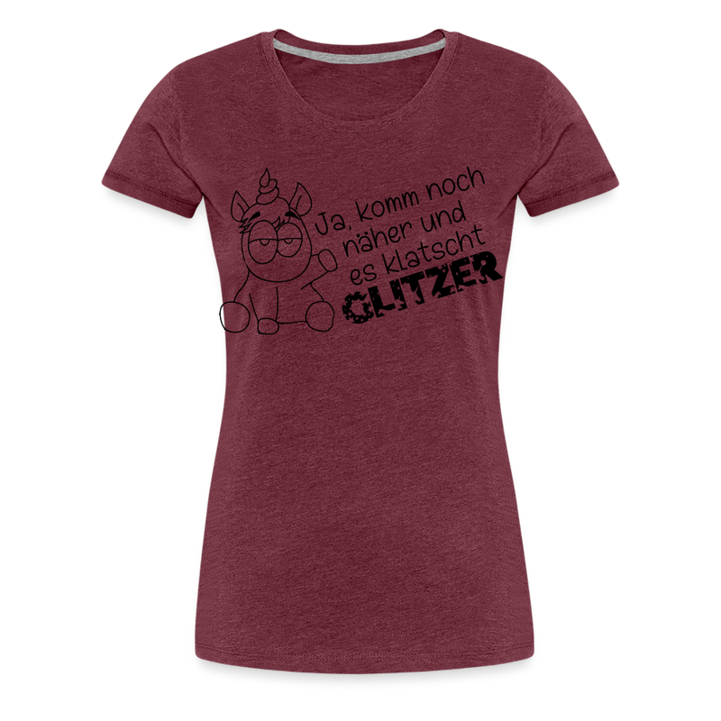 Frauen Premium T-Shirt Glitzer - Bordeauxrot meliert