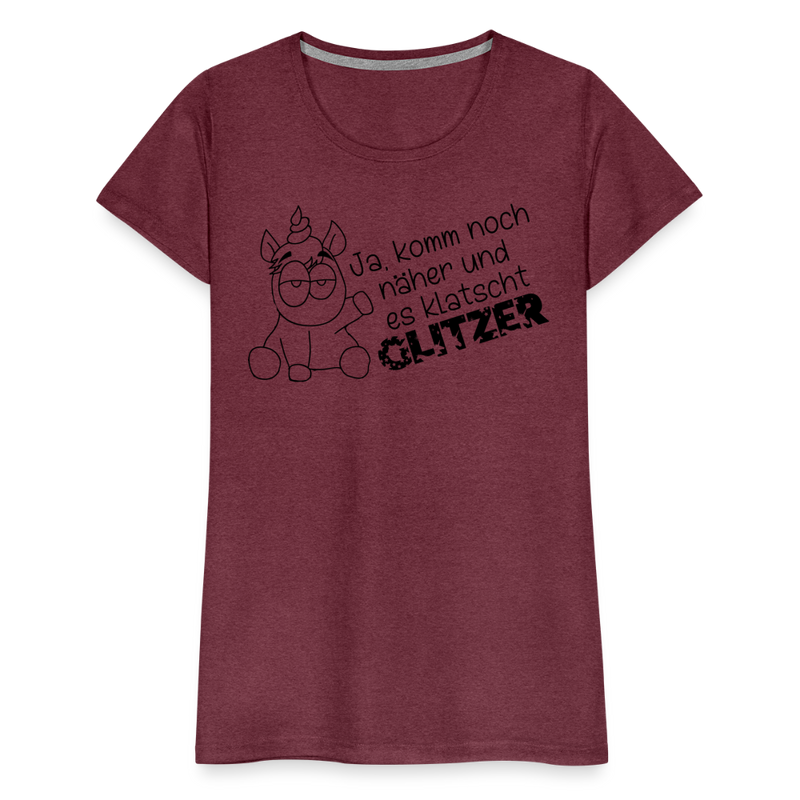 Frauen Premium T-Shirt Glitzer - Bordeauxrot meliert