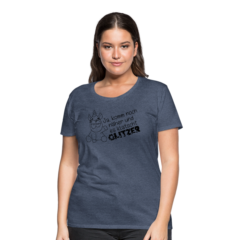 Frauen Premium T-Shirt Glitzer - Blau meliert