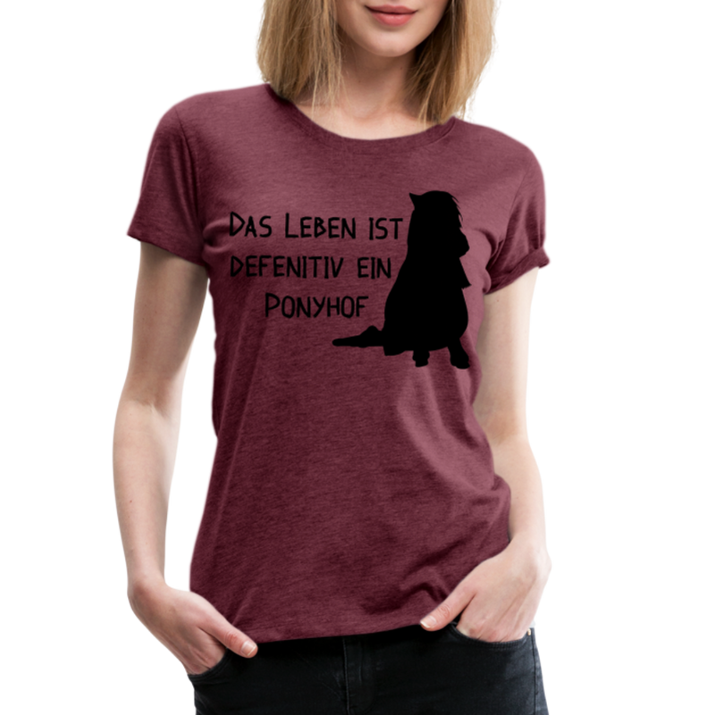 Frauen Premium T-Shirt Ponyhof - Bordeauxrot meliert