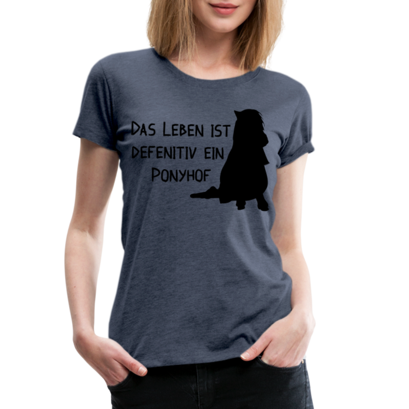 Frauen Premium T-Shirt Ponyhof - Blau meliert