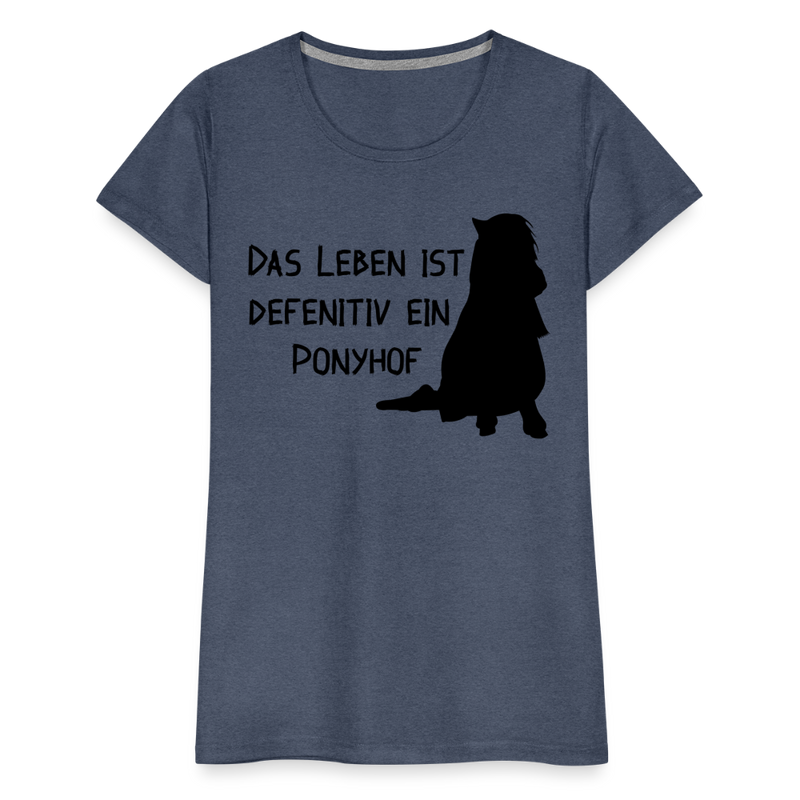 Frauen Premium T-Shirt Ponyhof - Blau meliert