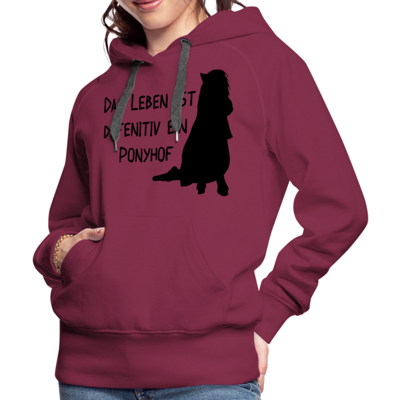 Frauen Premium Hoodie Ponyhof - Bordeaux