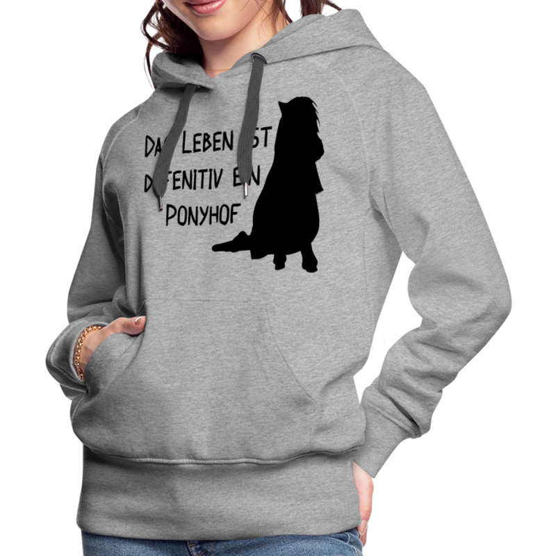 Frauen Premium Hoodie Ponyhof - Grau meliert