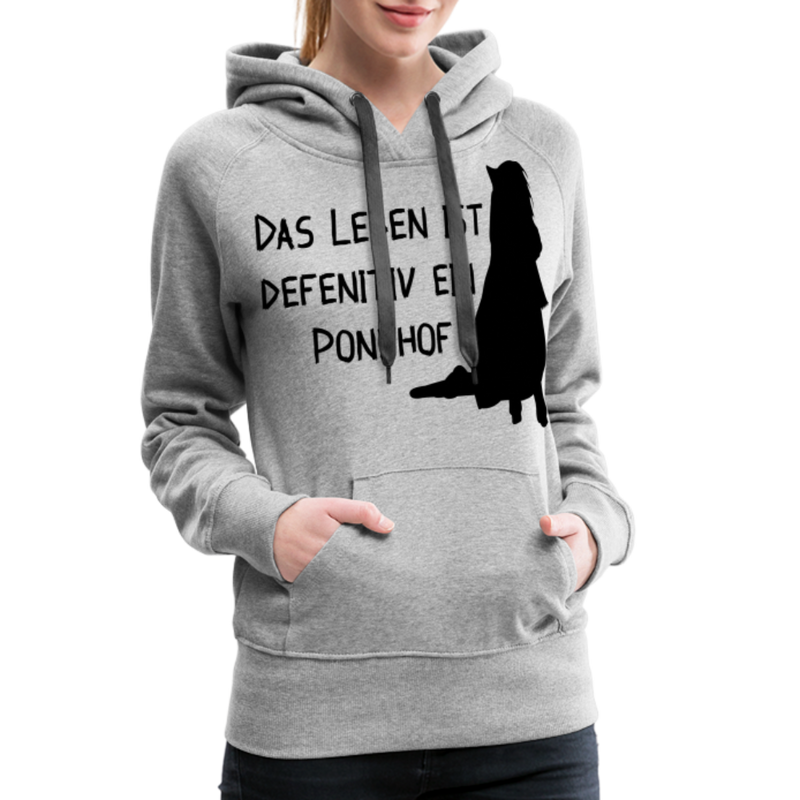 Frauen Premium Hoodie Ponyhof - Grau meliert